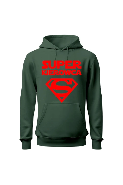 Bluza męska z kapturem Super kierowca czerwony - zielona
