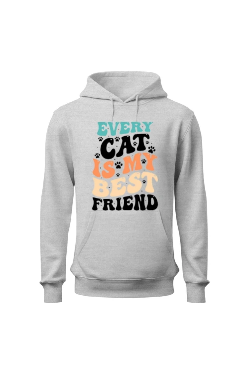 Bluza męska z kapturem Every Cat is My Best Friend - szara