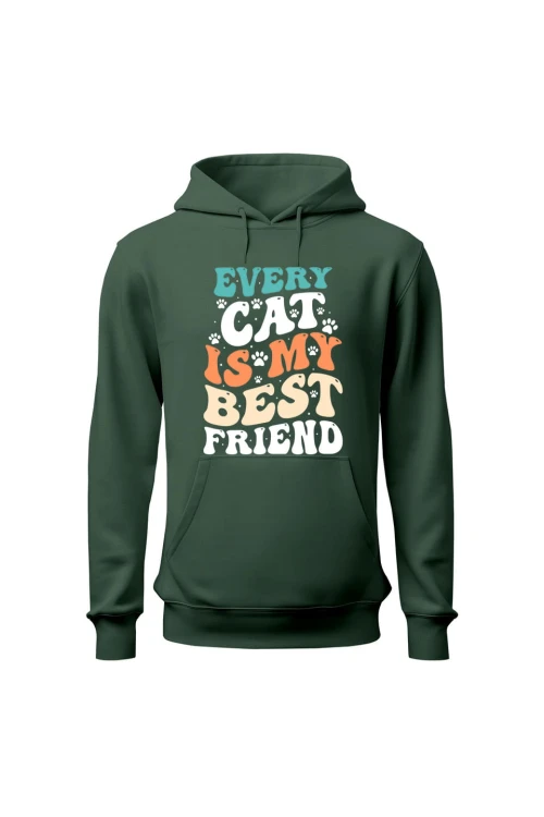 Bluza męska z kapturem Every Cat is My Best Friend - zielona