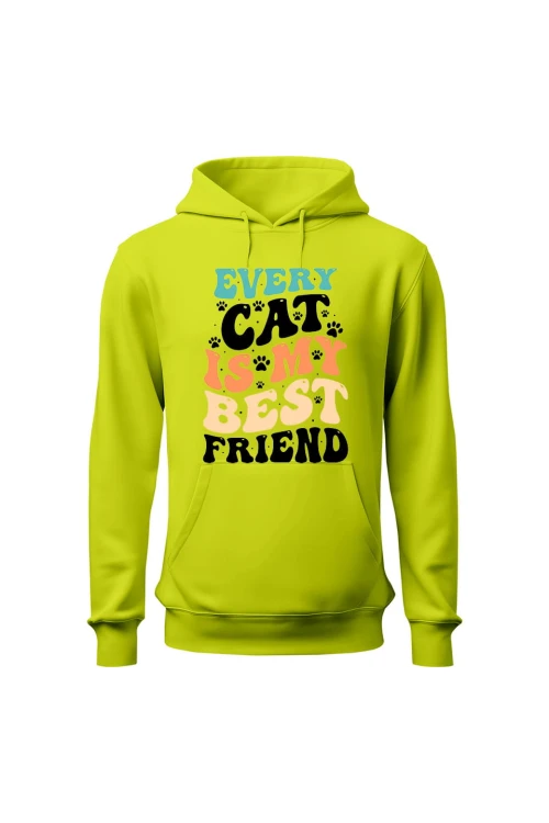 Bluza męska z kapturem Every Cat is My Best Friend - limonka