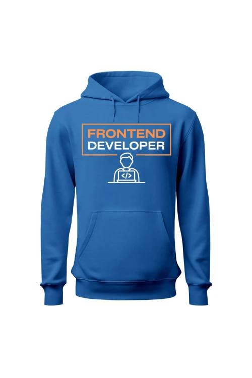 Bluza męska z kapturem Frontend developer - niebieska