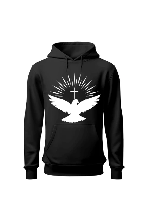 Bluza męska z kapturem Gołąb duch święty - czarna