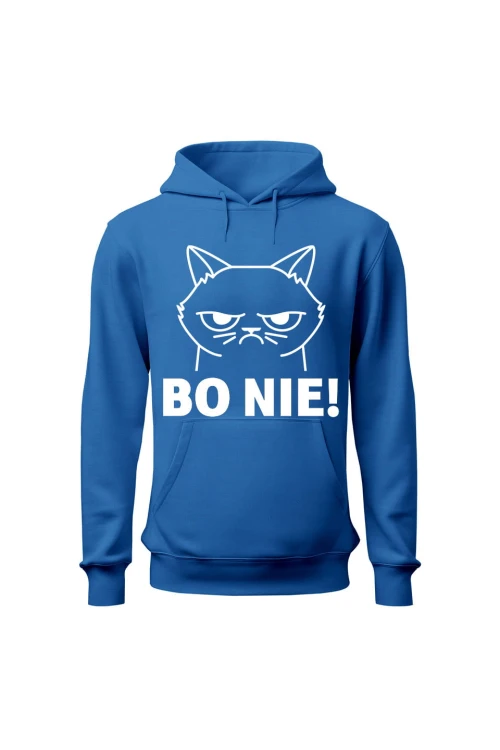 Bluza męska z kapturem Bo NIE - niebieska