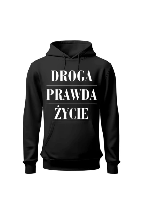 Bluza męska z kapturem Droga prawda życie - czarna