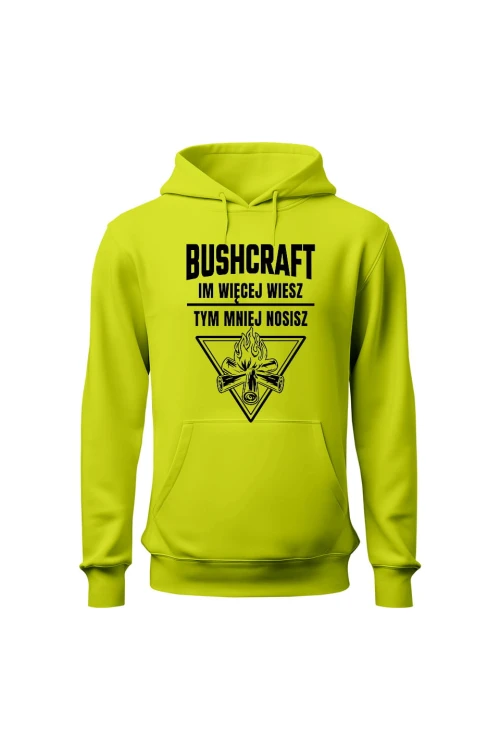 Bluza męska z kapturem Bushcraft Im więcej wiesz tym mniej nosisz - limonka