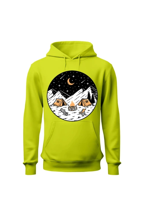 Bluza męska z kapturem Biwak Nocą - limonka