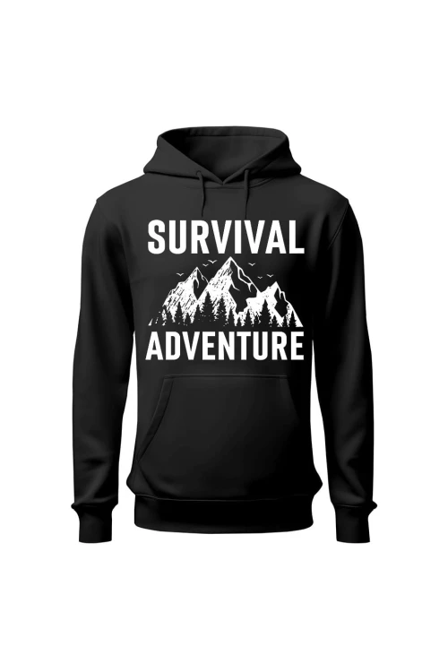 Bluza męska z kapturem Survival Adventure - czarna
