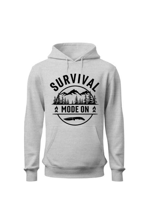 Bluza męska z kapturem Survival mode on - szara