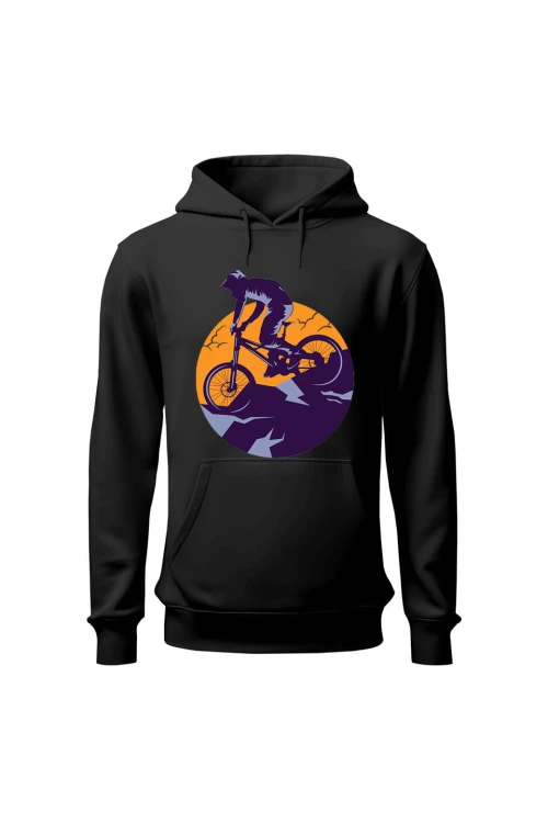 Bluza męska z kapturem Enduro MTB Góry - czarna