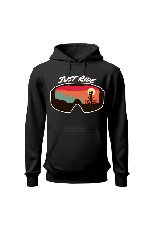 Bluza męska z kapturem Just Ride Gogle - czarna