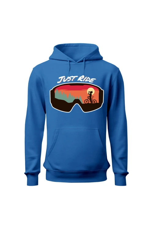 Bluza męska z kapturem Just Ride Gogle - niebieska