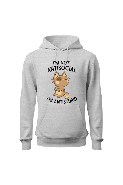 Bluza męska z kapturem I'm not antisocial - szara