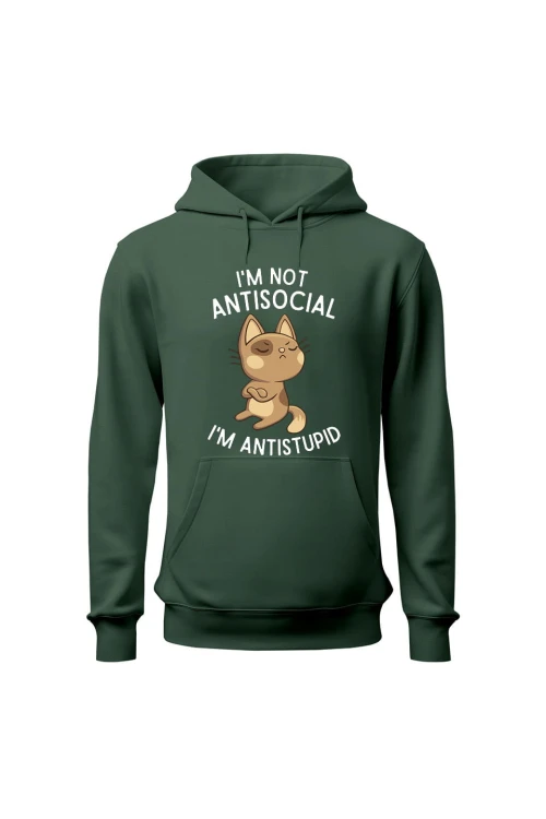 Bluza męska z kapturem I'm not antisocial - zielona