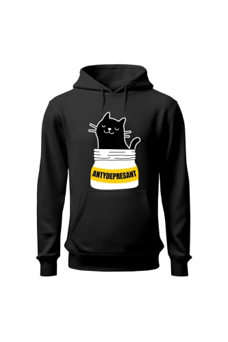 Bluza męska z kapturem Koci antydepresant