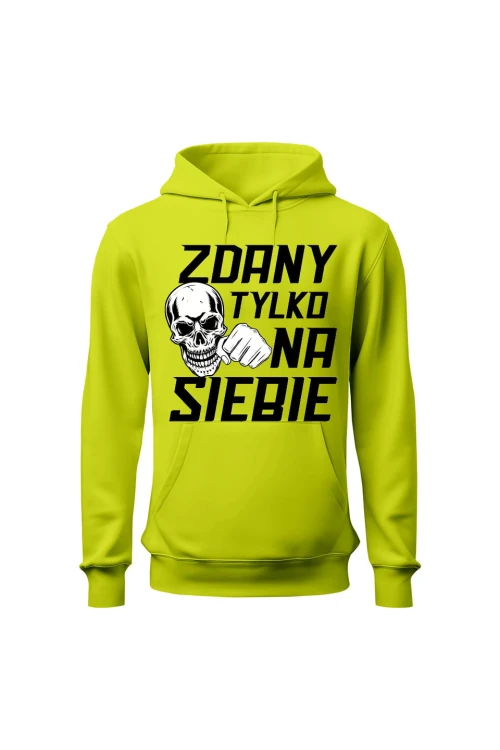 Bluza męska z kapturem Zdany tylko na siebie - limonka