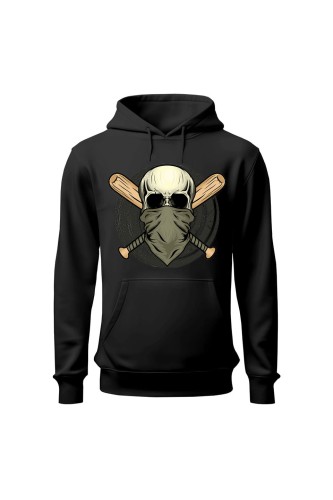 Bluza męska z kapturem Czaszka - czarna