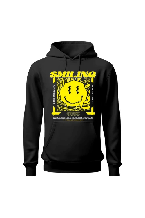 Bluza męska z kapturem Smiling - czarna