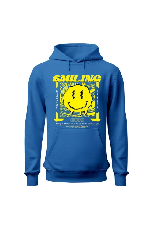 Bluza męska z kapturem Smiling - niebieska