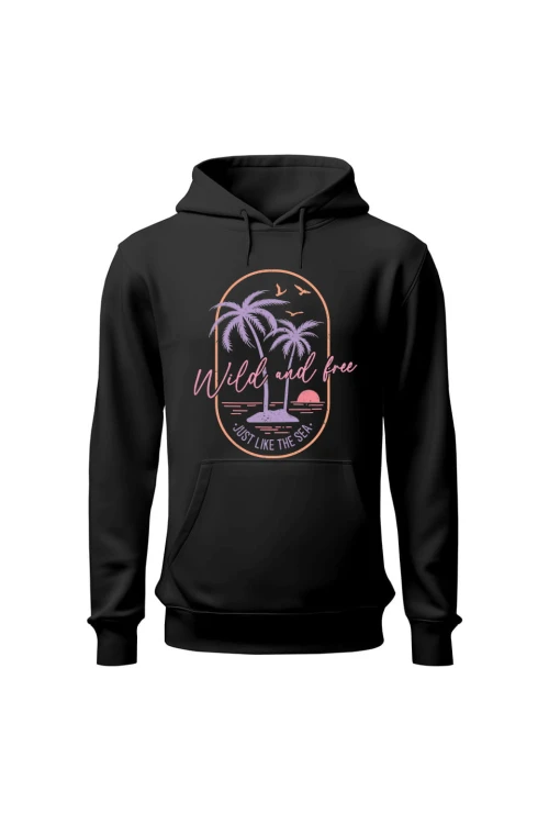 Bluza męska z kapturem Wild and free - czarna