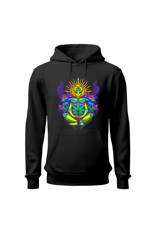 Bluza męska z kapturem Hippies Alien - czarna