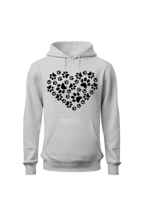 Bluza męska z kapturem Serduszko z kocich łapek - szara