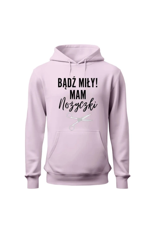 Bluza damska z kapturem Bądź miły mam nożyczki - różowa
