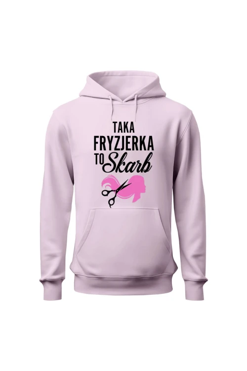 Bluza damska z kapturem Taka fryzjerka to skarb - różowa