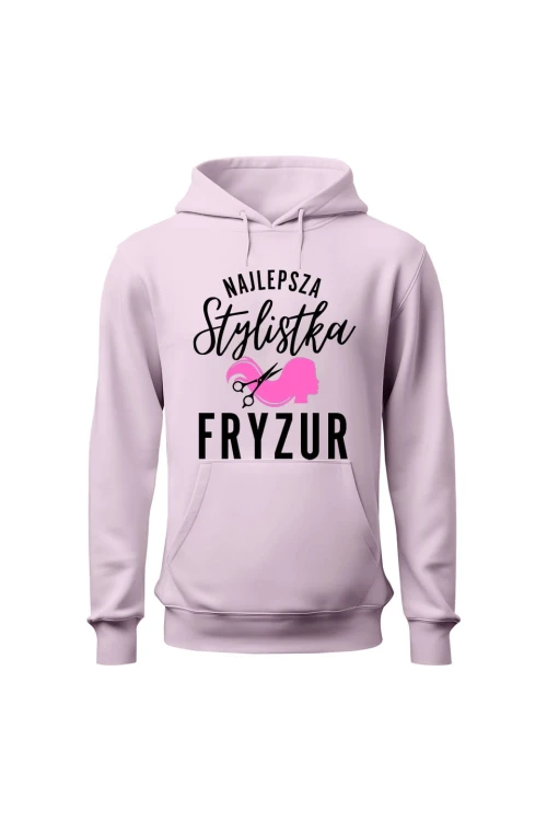 Bluza damska z kapturem Najlepsza stylistka fryzur - różowa