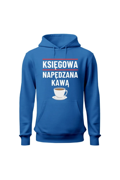 Bluza damska z kapturem Księgowa napędzana kawą - niebieska