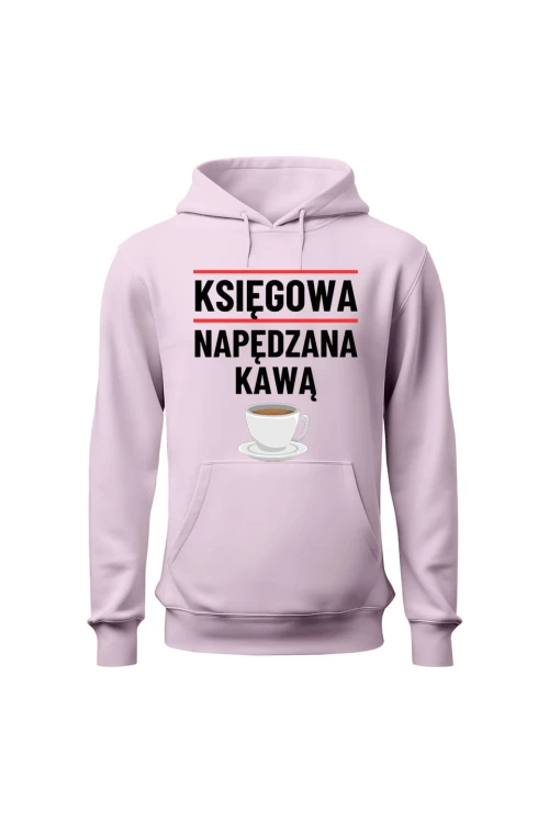 Bluza damska z kapturem Księgowa napędzana kawą - różowa