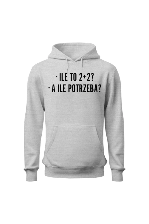 Bluza damska z kapturem Ile to 2+2? A ile potrzeba? - szara