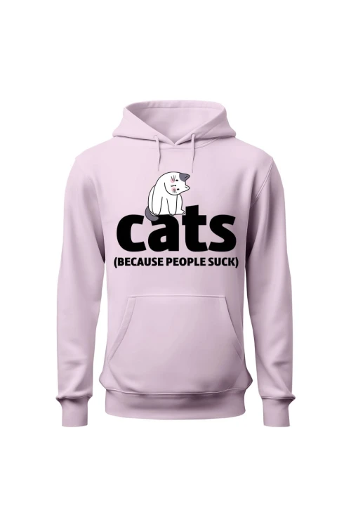 Bluza damska z kapturem Cats because people sck - różowa