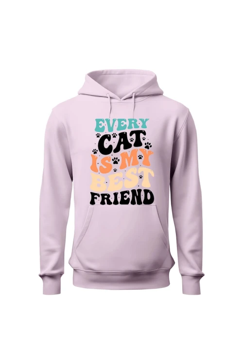Bluza damska z kapturem Every Cat is My Best Friend - różowa