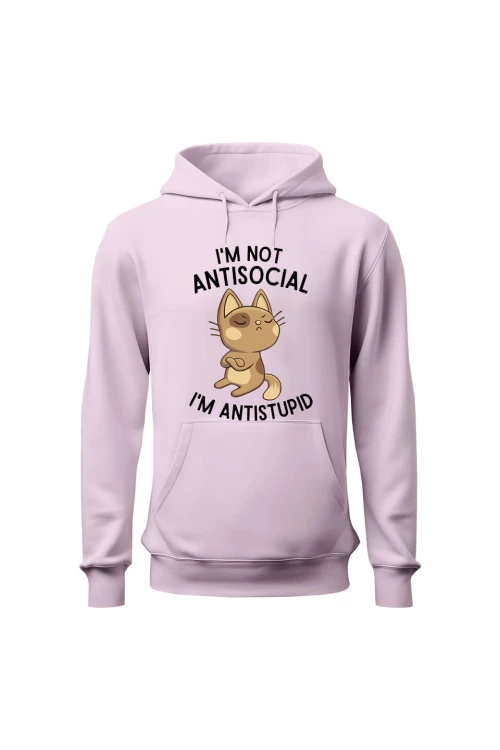 Bluza damska z kapturem I'm not antisocial - różowa