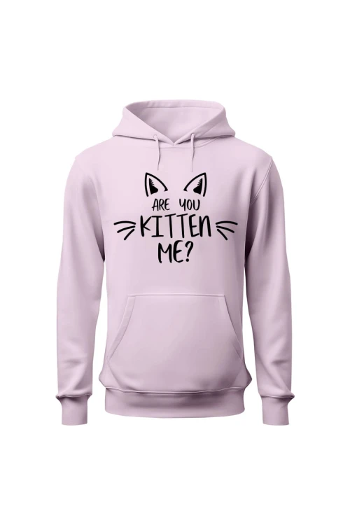 Bluza damska z kapturem Are you kitten me? - różowa