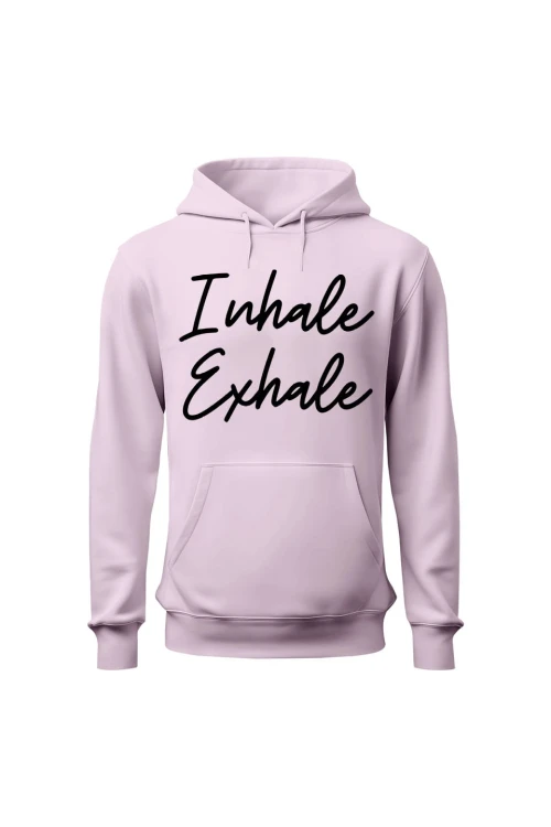 Bluza damska z kapturem Inhale Exhale - różowa