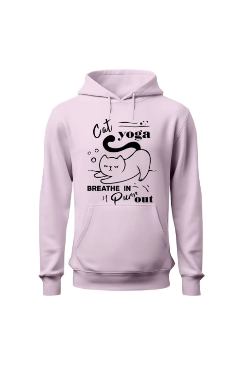 Bluza damska z kapturem Cat Yoga - różowa