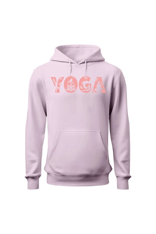 Bluza damska z kapturem Yoga Napis - różowa