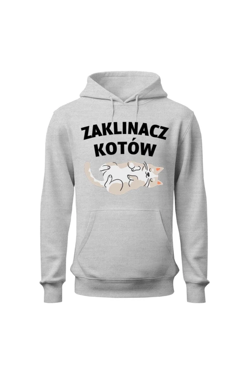 Bluza męska z kapturem Zaklinacz kotów - szara