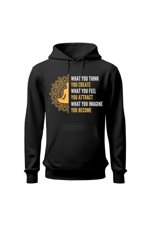 Bluza damska z kapturem What you think you create - czarna