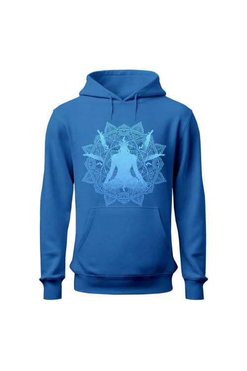 Bluza damska z kapturem Medytacja Mandala - niebieska
