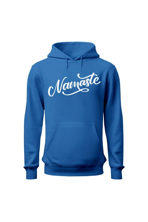 Bluza damska z kapturem Namaste Napis - niebieska