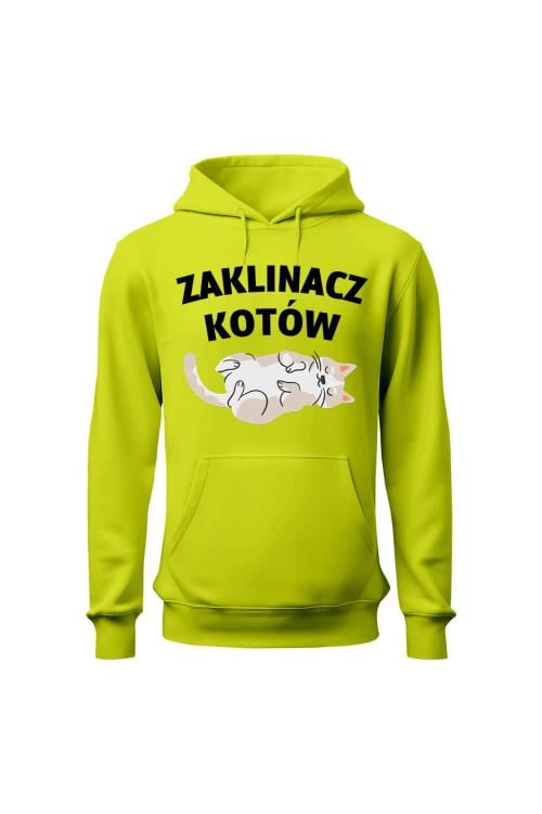 Bluza męska z kapturem Zaklinacz kotów - limonka