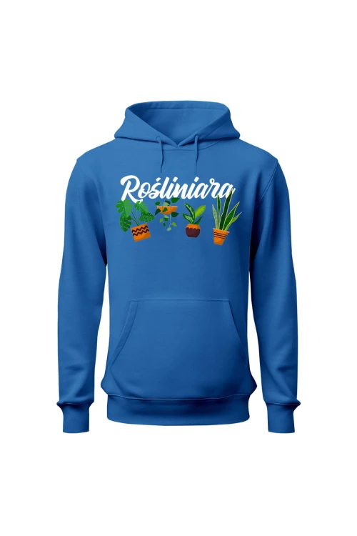 Bluza damska z kapturem Rośliniara - niebieska