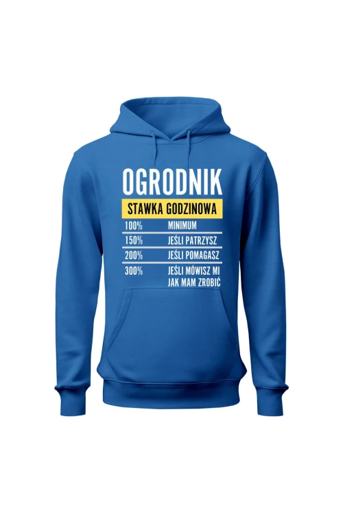 Bluza damska z kapturem Ogrodnik stawka godzinowa - niebieska
