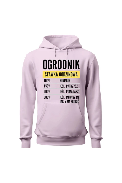 Bluza damska z kapturem Ogrodnik stawka godzinowa - różowa