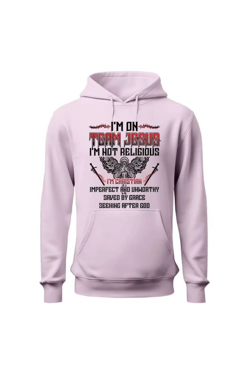 Bluza damska z kapturem I'm on team Jesus - różowa