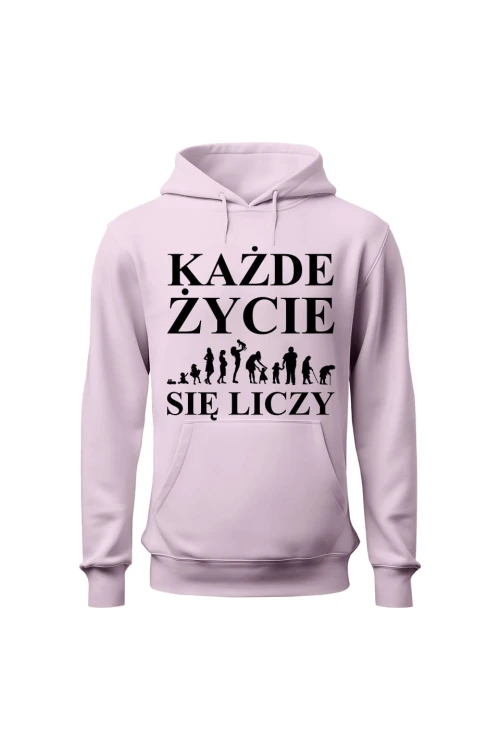 Bluza damska z kapturem Każde życie się liczy - różowa
