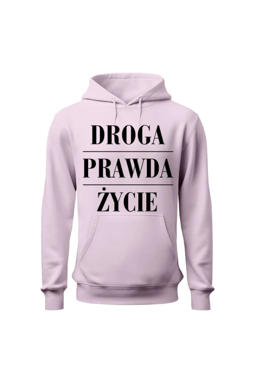 Bluza damska z kapturem Droga prawda życie - różowa