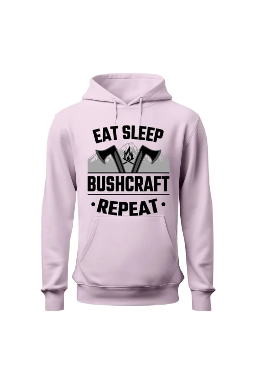 Bluza damska z kapturem East sleep bushcraft repeat - różowa
